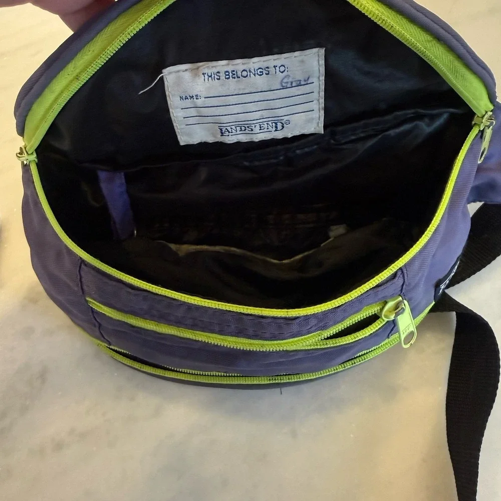 Vintage Lands' End Hiking Waist Pack Fanny Pack Adjustable Zip Neon 90s Multi